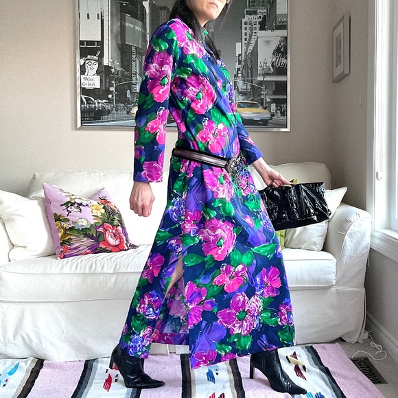 Vintage watercolour floral maxi dress - Picture 3 of 15